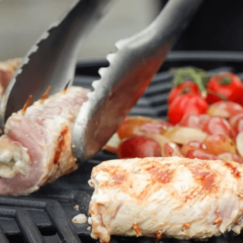 Szczypce BBQ ze stali nierdzewnej z antypoślizgowym uchwytem Szczypce BBQ ze stali nierdzewnej z antypoślizgowym uchwytem