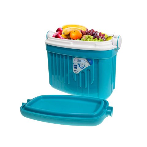 Lodówka turystyczna 8L KAMAI ICEBERG na wkłady mrożące, turkusowa z białą rączką Lodówka turystyczna 8L KAMAI ICEBERG na wkłady mrożące, turkusowa z białą rączką