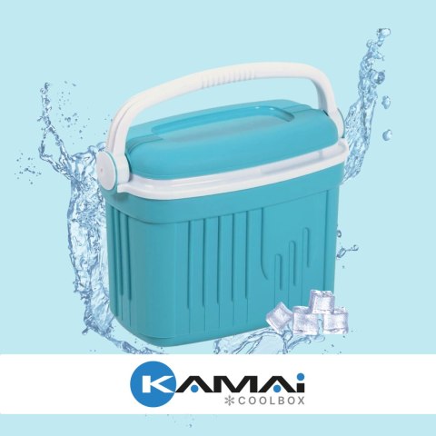 Lodówka turystyczna 8L KAMAI ICEBERG na wkłady mrożące, turkusowa z białą rączką Lodówka turystyczna 8L KAMAI ICEBERG na wkłady mrożące, turkusowa z białą rączką