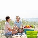Lodówka turystyczna 15L KAMAI EDA na wkłady mrożące, turkusowa z białą rączką i zieloną pokrywą, pojemność