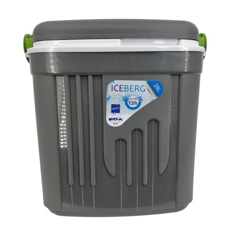 Lodówka turystyczna 20L KAMAI ICEBERG na wkłady mrożące, ciemno-szara z zieloną rączką Lodówka turystyczna 20L KAMAI ICEBERG na wkłady mrożące, ciemno-szara z zieloną rączką