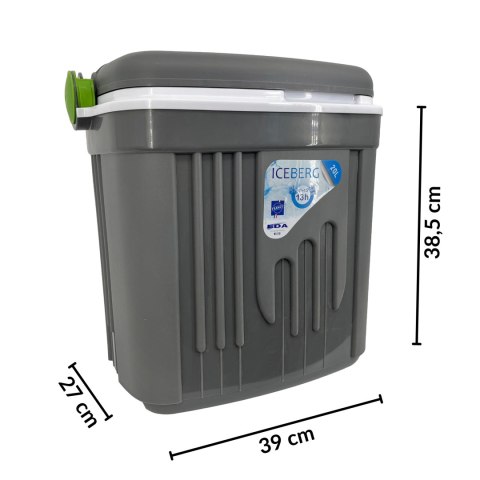 Lodówka turystyczna 20L KAMAI ICEBERG na wkłady mrożące, ciemno-szara z zieloną rączką Lodówka turystyczna 20L KAMAI ICEBERG na wkłady mrożące, ciemno-szara z zieloną rączką