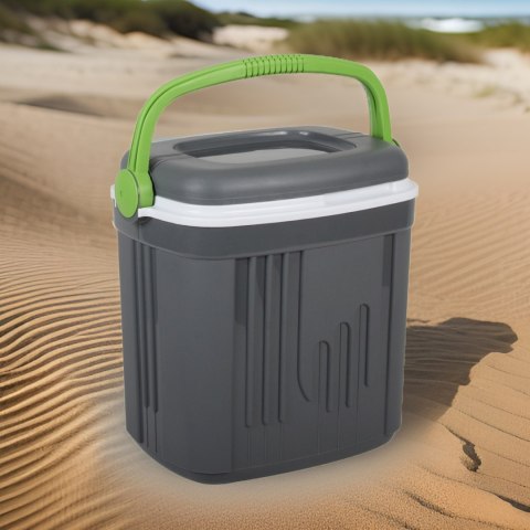 Lodówka turystyczna 20L KAMAI ICEBERG na wkłady mrożące, ciemno-szara z zieloną rączką Lodówka turystyczna 20L KAMAI ICEBERG na wkłady mrożące, ciemno-szara z zieloną rączką