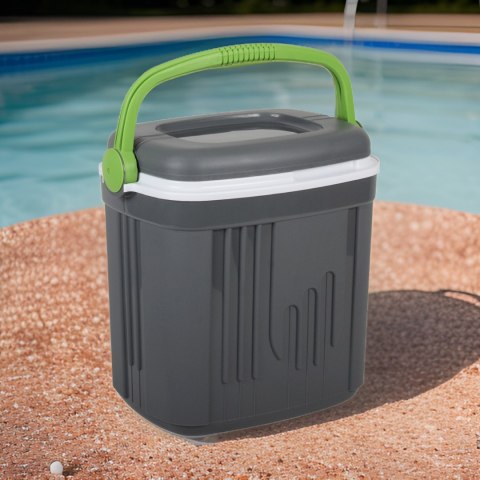 Lodówka turystyczna 20L KAMAI ICEBERG na wkłady mrożące, ciemno-szara z zieloną rączką Lodówka turystyczna 20L KAMAI ICEBERG na wkłady mrożące, ciemno-szara z zieloną rączką