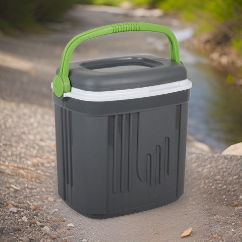 Lodówka turystyczna 20L KAMAI ICEBERG na wkłady mrożące, ciemno-szara z zieloną rączką Lodówka turystyczna 20L KAMAI ICEBERG na wkłady mrożące, ciemno-szara z zieloną rączką