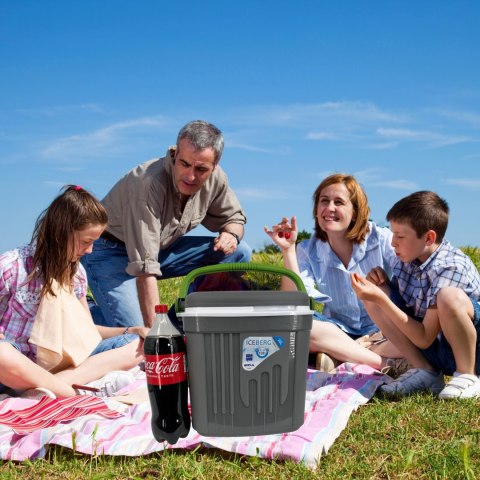 Lodówka turystyczna 20L KAMAI ICEBERG na wkłady mrożące, ciemno-szara z zieloną rączką Lodówka turystyczna 20L KAMAI ICEBERG na wkłady mrożące, ciemno-szara z zieloną rączką