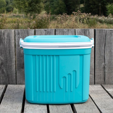 Lodówka turystyczna 20L KAMAI ICEBERG na wkłady mrożące, turkusowa z białą rączką Lodówka turystyczna 20L KAMAI ICEBERG na wkłady mrożące, turkusowa z białą rączką