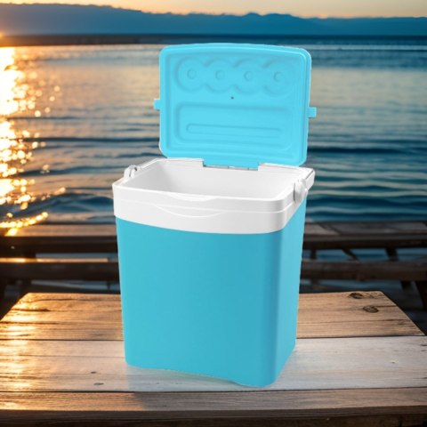 Lodówka turystyczna 25L KAMAI TROPIC na wkłady mrożące, turkusowa z białą rączką Lodówka turystyczna 25L KAMAI TROPIC na wkłady mrożące, turkusowa z białą rączką