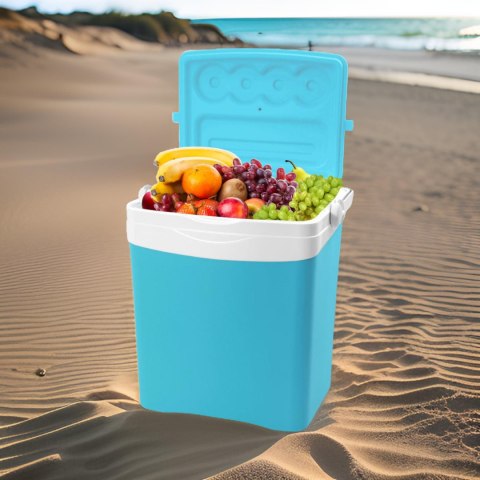 Lodówka turystyczna 25L KAMAI TROPIC na wkłady mrożące, turkusowa z białą rączką Lodówka turystyczna 25L KAMAI TROPIC na wkłady mrożące, turkusowa z białą rączką
