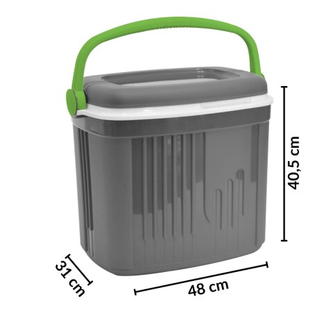 Lodówka turystyczna 32L KAMAI ICEBERG na wkłady mrożące, ciemno-szara z zieloną rączką Lodówka turystyczna 32L KAMAI ICEBERG na wkłady mrożące, ciemno-szara z zieloną rączką