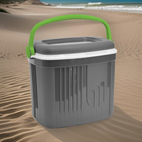 Lodówka turystyczna 32L KAMAI ICEBERG na wkłady mrożące, ciemno-szara z zieloną rączką Lodówka turystyczna 32L KAMAI ICEBERG na wkłady mrożące, ciemno-szara z zieloną rączką
