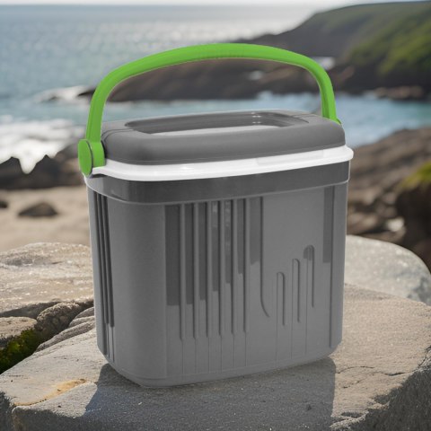 Lodówka turystyczna 32L KAMAI ICEBERG na wkłady mrożące, ciemno-szara z zieloną rączką Lodówka turystyczna 32L KAMAI ICEBERG na wkłady mrożące, ciemno-szara z zieloną rączką