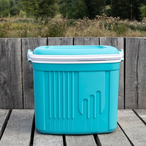 Lodówka turystyczna 32L KAMAI ICEBERG na wkłady mrożące, turkusowa z białą rączką Lodówka turystyczna 32L KAMAI ICEBERG na wkłady mrożące, turkusowa z białą rączką