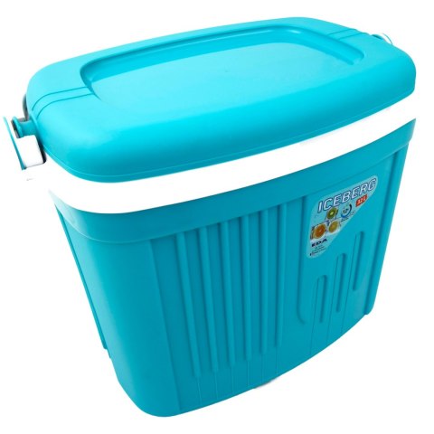 Lodówka turystyczna 32L KAMAI ICEBERG na wkłady mrożące, turkusowa z białą rączką Lodówka turystyczna 32L KAMAI ICEBERG na wkłady mrożące, turkusowa z białą rączką