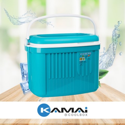 Lodówka turystyczna 42L KAMAI ICEBERG na wkłady mrożące, turkusowa z białą rączką Lodówka turystyczna 42L KAMAI ICEBERG na wkłady mrożące, turkusowa z białą rączką