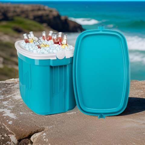 Lodówka turystyczna 42L KAMAI ICEBERG na wkłady mrożące, turkusowa z białą rączką Lodówka turystyczna 42L KAMAI ICEBERG na wkłady mrożące, turkusowa z białą rączką