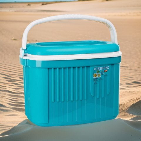 Lodówka turystyczna 42L KAMAI ICEBERG na wkłady mrożące, turkusowa z białą rączką Lodówka turystyczna 42L KAMAI ICEBERG na wkłady mrożące, turkusowa z białą rączką