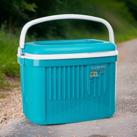 Lodówka turystyczna 42L KAMAI ICEBERG na wkłady mrożące, turkusowa z białą rączką Lodówka turystyczna 42L KAMAI ICEBERG na wkłady mrożące, turkusowa z białą rączką