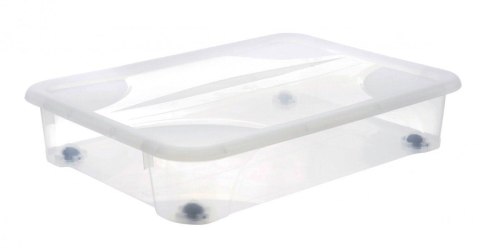 Pojemnik plastikowy pod łóżko 60L z kółkami i pokrywą TRANSPARENTNY Pojemnik plastikowy pod łóżko 60L z kółkami i pokrywą TRANSPARENTNY
