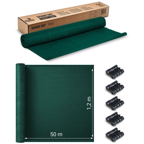 Siatka cieniująca 1,2x50m 110g/m2 + 50 zacisków zielona Siatka cieniująca 1,2x50m 110g/m2 + 50 zacisków zielona