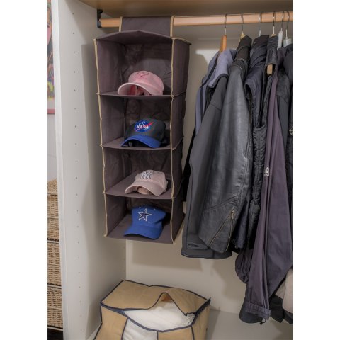 Organizer 4-częściowy 30x30x84cm wiszący do szafy BEŻOWY Organizer 4-częściowy 30x30x84cm wiszący do szafy BEŻOWY