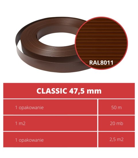 Taśma ogrodzeniowa 50mb Thermoplast® CLASSIC LINE 4,75cm BRĄZ Taśma ogrodzeniowa 50mb Thermoplast® CLASSIC LINE 4,75cm BRĄZ