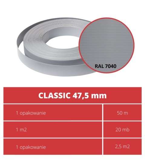 Taśma ogrodzeniowa 50mb Thermoplast® CLASSIC LINE 4,75cm SZARA Taśma ogrodzeniowa 50mb Thermoplast® CLASSIC LINE 4,75cm SZARA