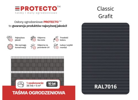 Taśma ogrodzeniowa 50mb Thermoplast® CLASSIC LINE 4,75cm GRAFIT Taśma ogrodzeniowa 50mb Thermoplast® CLASSIC LINE 4,75cm GRAFIT