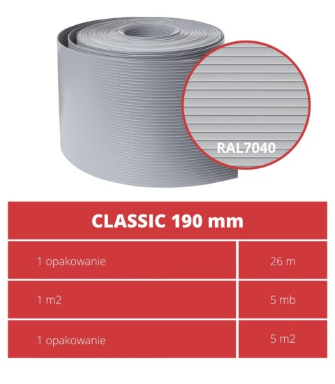 Taśma ogrodzeniowa ROLKA 26mb CLASSIC 19cm PROTECTO™ SZARA Taśma ogrodzeniowa ROLKA 26mb CLASSIC 19cm PROTECTO™ SZARA