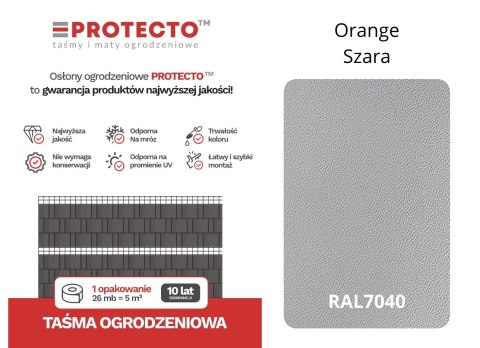 Taśma ogrodzeniowa ROLKA 26mb ORANGE 19cm PROTECTO™ SZARA Taśma ogrodzeniowa ROLKA 26mb ORANGE 19cm PROTECTO™ SZARA