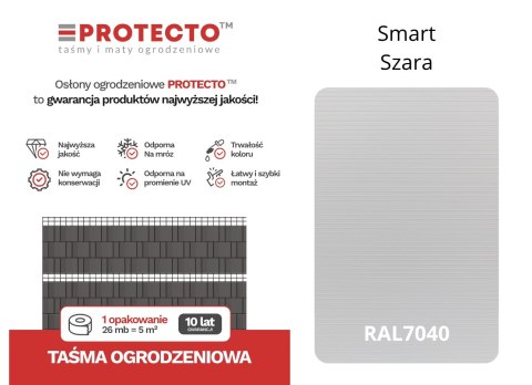 Taśma ogrodzeniowa ROLKA 26mb SMART 19cm PROTECTO™ SZARA Taśma ogrodzeniowa ROLKA 26mb SMART 19cm PROTECTO™ SZARA