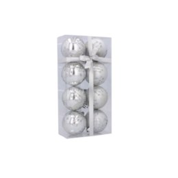Bombki choinkowe 6cm kpl 8 szt SREBRNE W1