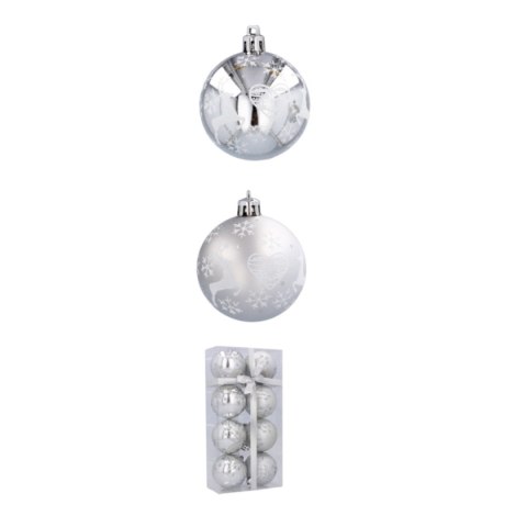 Bombki choinkowe 6cm kpl 8 szt SREBRNE W1 Bombki choinkowe 6cm kpl 8 szt SREBRNE W1