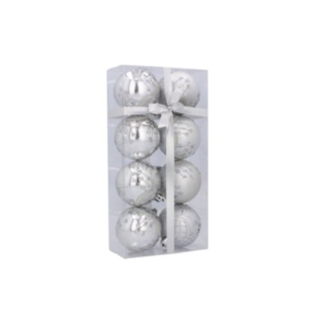 Bombki choinkowe 6cm kpl 8 szt SREBRNE W1 Bombki choinkowe 6cm kpl 8 szt SREBRNE W1