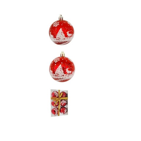 Bombki choinkowe 7cm kpl 6 szt CZERWONE W4 Bombki choinkowe 7cm kpl 6 szt CZERWONE W4