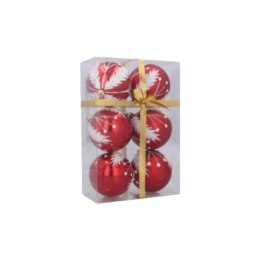 Bombki choinkowe 8cm kpl 6 szt CZERWONE W1