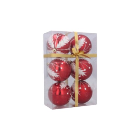 Bombki choinkowe 8cm kpl 6 szt CZERWONE W1 Bombki choinkowe 8cm kpl 6 szt CZERWONE W1