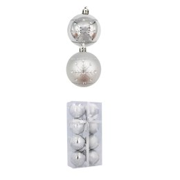 Bombki choinkowe 6cm kpl 8 szt SREBRNE W2
