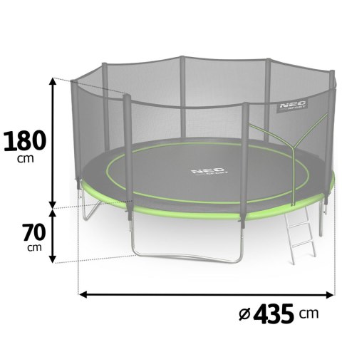 Trampolina ogrodowa 14ft/435cm z siatką zewnętrzną i drabinką Neo-Sport Trampolina ogrodowa 14ft/435cm z siatką zewnętrzną i drabinką Neo-Sport