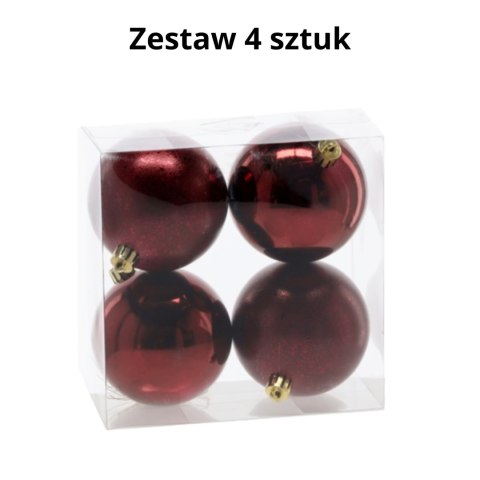 Ekskluzywna Bombka Choinkowa od Kamai Christmas Decoration® - Kolor Burgund, Komplet 4 Sztuk Ekskluzywna Bombka Choinkowa od Kamai Christmas Decoration® - Kolor Burgund, Komplet 4 Sztuk