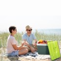 Lodówka turystyczna 24L KAMAI EDA na wkłady mrożące, szara z białą rączką i zieloną pokrywą