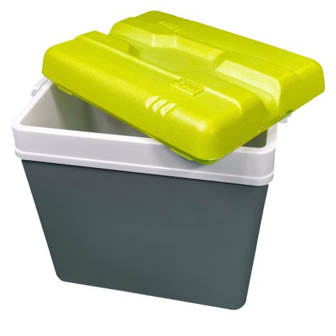 Lodówka turystyczna 24L KAMAI EDA na wkłady mrożące, szara z białą rączką i zieloną pokrywą Lodówka turystyczna 24L KAMAI EDA na wkłady mrożące, szara z białą rączką i zieloną pokrywą