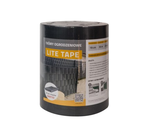 Taśma ogrodzeniowa GRAFIT 19cm x 35mb LITE PVC 450g/m2 + 20 klipsów GRATIS Taśma ogrodzeniowa GRAFIT 19cm x 35mb LITE PVC 450g/m2 + 20 klipsów GRATIS
