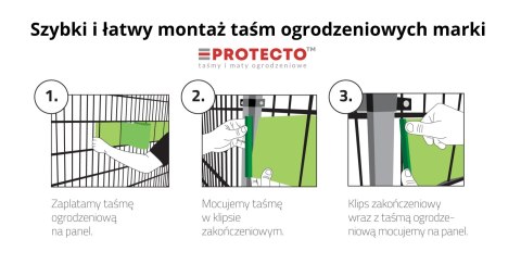 Taśma ogrodzeniowa PASKI 6 x 2,55mb SMART 19cm PROTECTO™ ZIELONA + 12 klipsów GRATIS Taśma ogrodzeniowa PASKI 6 x 2,55mb SMART 19cm PROTECTO™ ZIELONA + 12 klipsów GRATIS