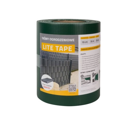 Taśma ogrodzeniowa ZIELONA 19cm x 35mb LITE PVC 450g/m2 + 20 klipsów GRATIS Taśma ogrodzeniowa ZIELONA 19cm x 35mb LITE PVC 450g/m2 + 20 klipsów GRATIS