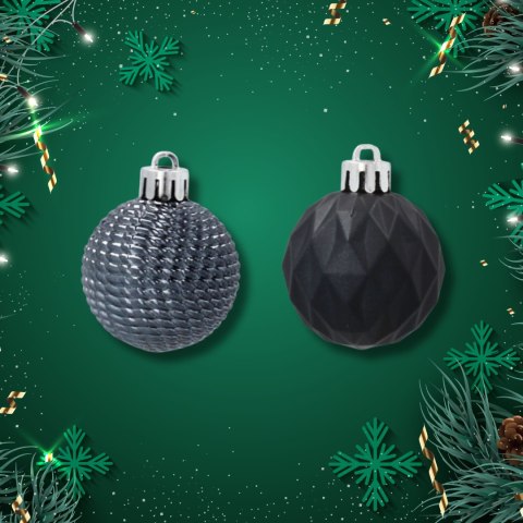 Zestaw 16 Eleganckich Bombek Kamai Christmas Decoration® o Średnicy 4 cm - Kolor Antracyt Zestaw 16 Eleganckich Bombek Kamai Christmas Decoration® o Średnicy 4 cm - Kolor Antracyt