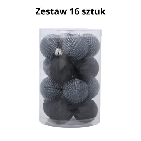 Zestaw 16 Eleganckich Bombek Kamai Christmas Decoration® o Średnicy 4 cm - Kolor Antracyt Zestaw 16 Eleganckich Bombek Kamai Christmas Decoration® o Średnicy 4 cm - Kolor Antracyt