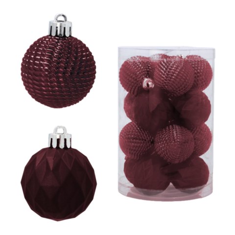 Zestaw 16 Eleganckich Bombek Kamai Christmas Decoration® o Średnicy 4 cm - Kolor Burgund Zestaw 16 Eleganckich Bombek Kamai Christmas Decoration® o Średnicy 4 cm - Kolor Burgund