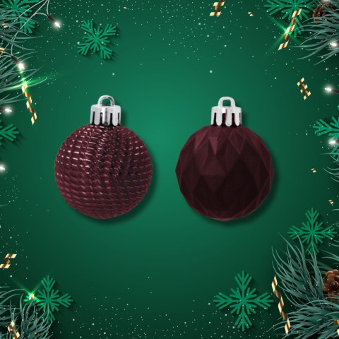 Zestaw 16 Eleganckich Bombek Kamai Christmas Decoration® o Średnicy 4 cm - Kolor Burgund Zestaw 16 Eleganckich Bombek Kamai Christmas Decoration® o Średnicy 4 cm - Kolor Burgund