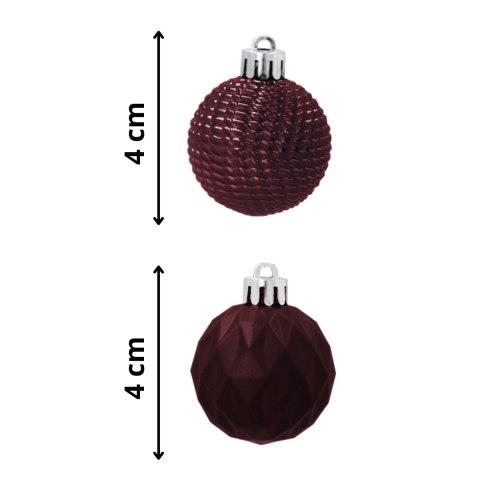 Zestaw 16 Eleganckich Bombek Kamai Christmas Decoration® o Średnicy 4 cm - Kolor Burgund Zestaw 16 Eleganckich Bombek Kamai Christmas Decoration® o Średnicy 4 cm - Kolor Burgund